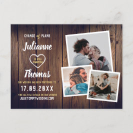 Rustikales Holzfoto-Collage Eleganter Wechsel der  Ankündigungspostkarte