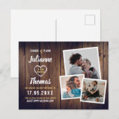 Rustikales Holzfoto-Collage Eleganter Wechsel der  Ankündigungspostkarte (Vorne/Hinten)
