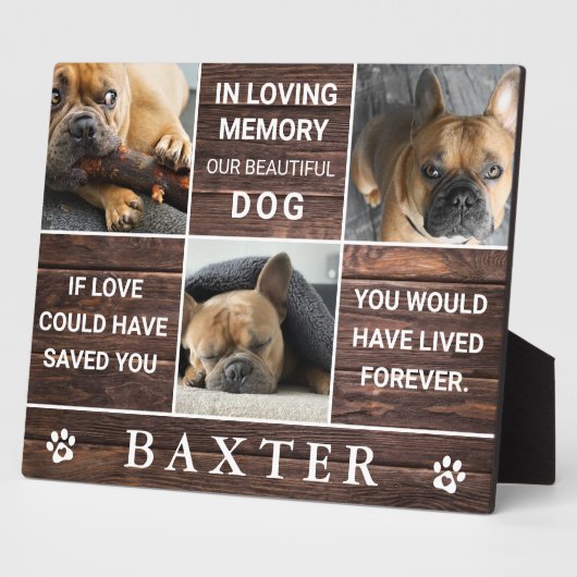 Rustikales Holzfoto-Collage Memorial Pet Keepake Fotoplatte (Seite)