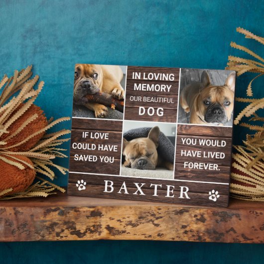 Rustikales Holzfoto-Collage Memorial Pet Keepake Fotoplatte (Seite)