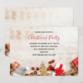 Rustikales Holzfoto mit Weihnachtsartikeln Party Einladung (Vorne/Hinten)