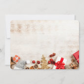 Rustikales Holzfoto mit Weihnachtsartikeln Save The Date (Rückseite)