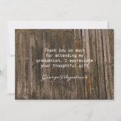Rustikales Holzfoto-Template High School Abschluss Dankeskarte (Rückseite)
