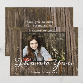 Rustikales Holzfoto-Template High School Abschluss Dankeskarte