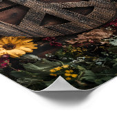 Rustikales Holzfriedschild mit Wildblumen Poster (Ecke)