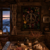 Rustikales Holzfriedschild mit Wildblumen Poster