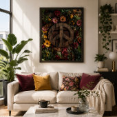 Rustikales Holzfriedschild mit Wildblumen Poster