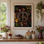 Rustikales Holzfriedschild mit Wildblumen Poster