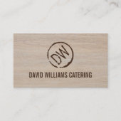 Rustikales holzgebranntes Monogramm auf Tanholz Visitenkarte (Vorderseite)