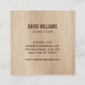 Rustikales holzgebranntes Monogramm für Catering Quadratische Visitenkarte (Rückseite)