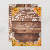 Rustikales Holzgelb Rose Elegant Save the Date Ankündigungspostkarte (Vorne/Hinten)