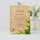 Rustikales Holzgelbes Blütenschmetterling - Hochze Begleitkarte (Stehend Vorderseite)
