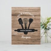 Rustikales Holzgestanzter Rezept Kochbuch-Bereich (Stehend Vorderseite)