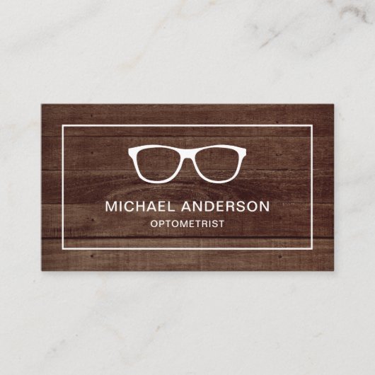 Rustikales Holzglas Augenarzt Optometriker Visitenkarte (Vorderseite)