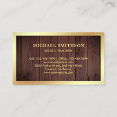 Rustikales Holzgold-Foil-Trompet-Musiklehrer Visitenkarte (Rückseite)