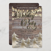 Rustikales Holzgold-Unternehmen Feiertag Party Einladung (Vorne/Hinten)