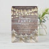 Rustikales Holzgold Unternehmen Weihnachten Party Einladung (Stehend Vorderseite)