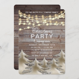 Rustikales Holzgold Unternehmen Weihnachten Party Einladung
