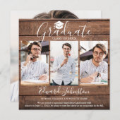 Rustikales Holzgraduate 4 Foto Abschluss Ankündigung (Vorne/Hinten)