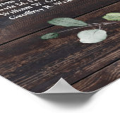 Rustikales Holzgrün mit blühendem Blattwerk Poster (Ecke)