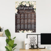 Rustikales Holzgrün mit blühendem Blattwerk Poster (Heimbüro)