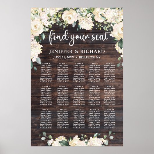 Rustikales Holzgrün mit blühendem Blattwerk Poster (Vorne)