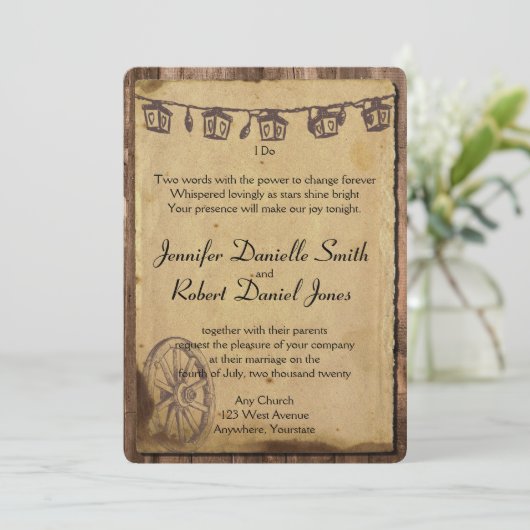 Rustikales Holzhengst Einladung (Stehend Vorderseite)