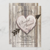 Rustikales Holzherz Bridal Dusche Einladung (Vorne/Hinten)