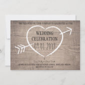 Rustikales Holzherz Elegantes Hochzeitsempfang Einladung (Rückseite)