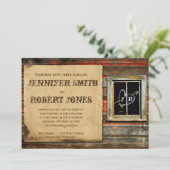 Rustikales Holzherz-Fenster Einladung zur Hochzeit (Stehend Vorderseite)