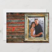 Rustikales Holzherz-Fenster Einladung zur Hochzeit (Rückseite)