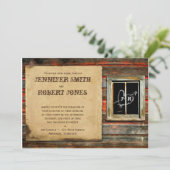 Rustikales Holzherz-Fenster Einladung zur Hochzeit (Stehend Vorderseite)