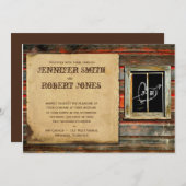 Rustikales Holzherz-Fenster Einladung zur Hochzeit (Vorne/Hinten)