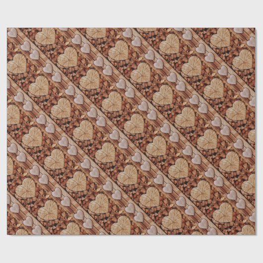 Rustikales Holzherz Geschenkpapier (Flach)