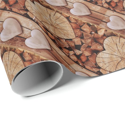 Rustikales Holzherz Geschenkpapier (Rolleneckpunkt)