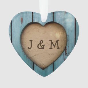 Rustikales Holzherz Jahr für Jahr Erstvorzug Ornament