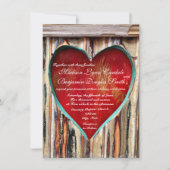 Rustikales Holzherz - Land zum Hochzeitsfeiern Einladung (Vorderseite)
