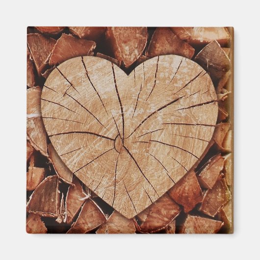 Rustikales Holzherz Magnet (Vorne)
