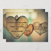 Rustikales Holzherz - Polterabend einladen Einladung (Vorne/Hinten)