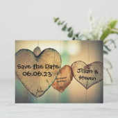 Rustikales Holzherz - Save the Date 12x18 (Stehend Vorderseite)
