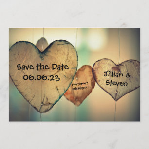 Rustikales Holzherz - Save the Date 12x18