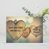 Rustikales Holzherz - Save the Date 12x18 (Stehend Vorderseite)