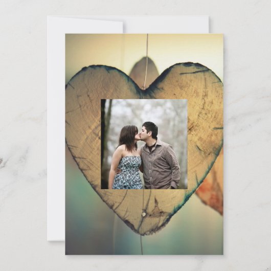 Rustikales Holzherz - Save the Date 12x18 (Rückseite)