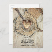 Rustikales Holzherz Save the Date Ankündigungspostkarte (Vorne/Hinten)