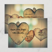 Rustikales Holzherz - Save the Date Postkarte (Vorne/Hinten)