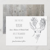 Rustikales Holzhirsch Save the Date (Vorne/Hinten)