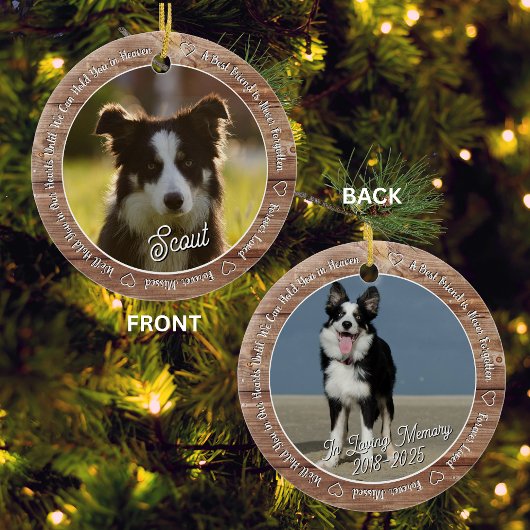 Rustikales Holzhund-Denkmal Für immer geliebt & ve Keramik Ornament