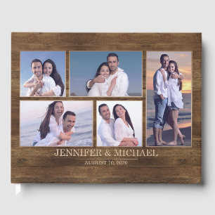 Rustikales Holzinstagramm Filter Foto Collage Wedd Gästebuch