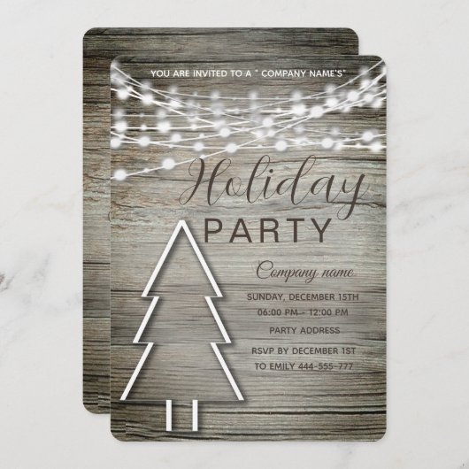 Rustikales Holzkonzern Holiday Party Einladung (Vorne/Hinten)