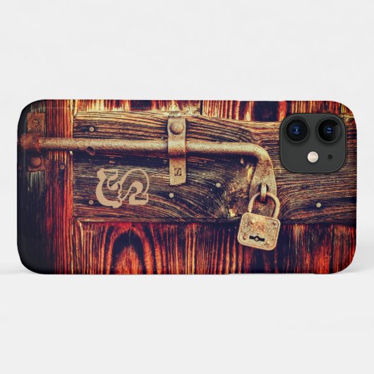 Rustikales Holzkorn antikes Messingschloss braun Case-Mate iPhone Hülle (Rückseite (Horizontal))